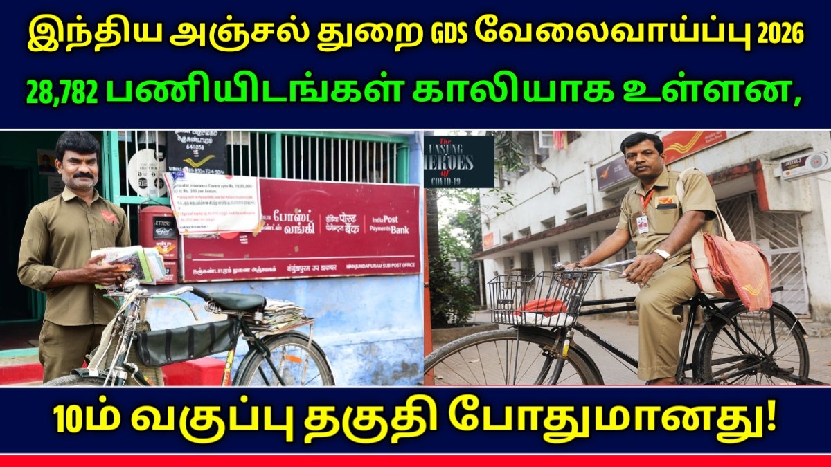 இந்திய அஞ்சல் துறை GDS வேலைவாய்ப்பு 2026